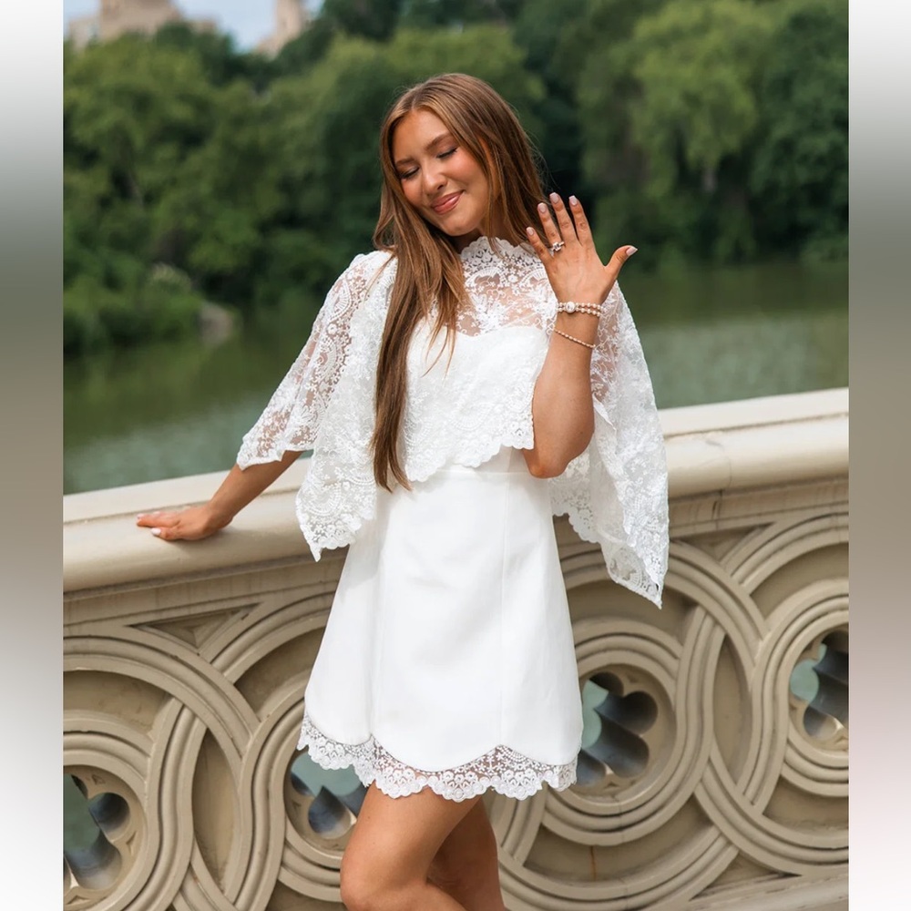 Ave + Liv Mini with Lace Cape - white